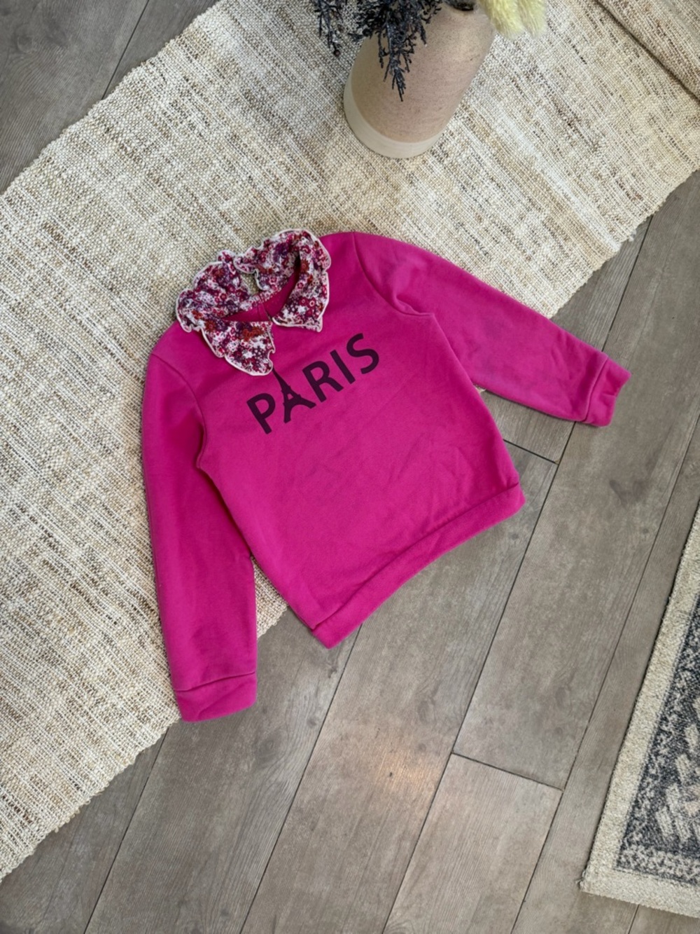Garanimals Hot Pink Paris Pullover with Floral Ruffle Collar Little Girl Sz 5 - Picture 9 of 16